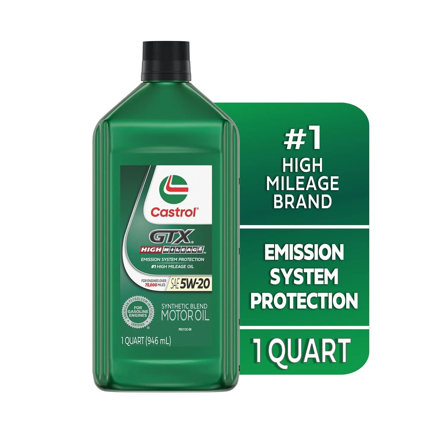 Castrol GTX High Mileage Synthetic Blend 5W-20 Motor Oil 1 Quart