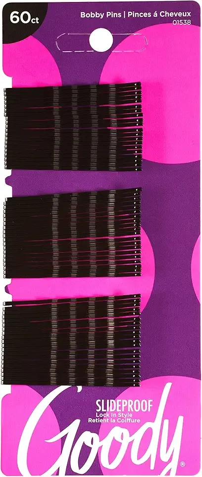 Goody Styling Essentials Bobby Pins, Black, 2 Inches, 60 Count (Pack of 6)