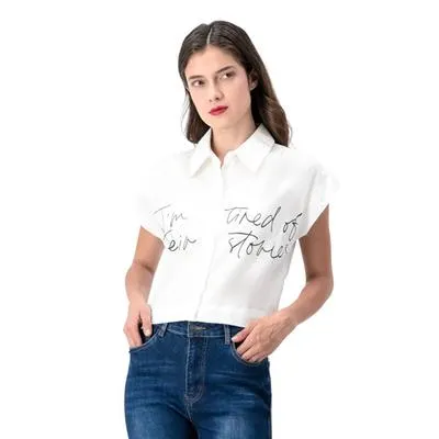 Blusa Mxstaza Mujer Sin Mangas Diseño Liso Con Leyenda
