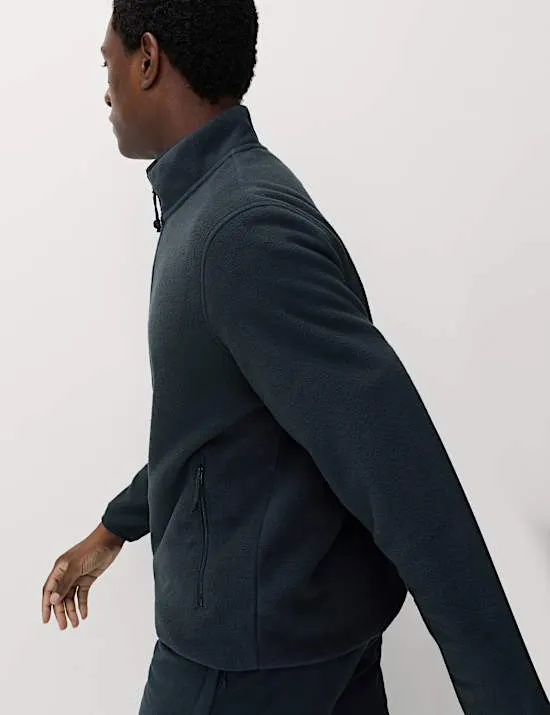 Jacke aus Mikro-Fleece mit Reißverschluss und Stehkragen