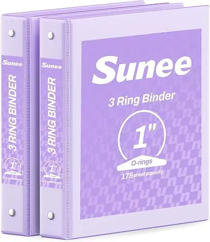 SUNEE 3 Ring Binder 1 Inch 2 Pack, Clear View Binder Three Ring PVC-Free (Fit 8.5x11 Inches) for School or Office Supplies, Purple SUNEE 3 Ring Binder 1 Inch 2 Pack, Clear View Binder Thre…