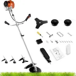 COOCHEER 58CC Lawn Mower Gas Powered 4-In-1 Cordless Grass Trimmer/Edger,72.8" Weed ...