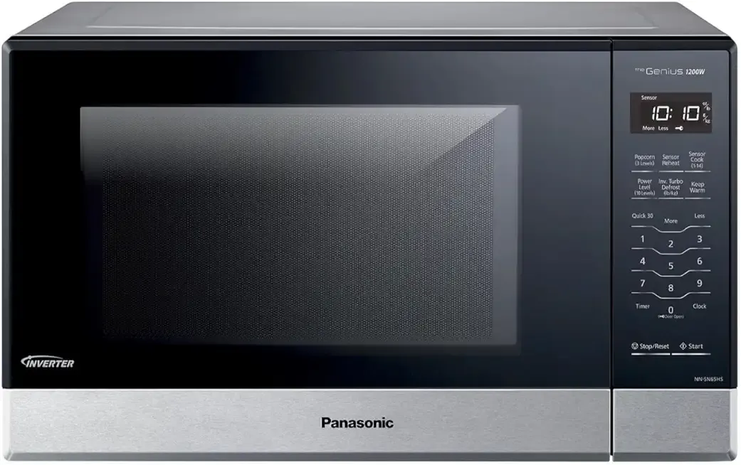 Panasonic NN-SN65KB Microwave Oven with Inverter Technology 1200W, 1.2 cu.ft. Small Genius Sensor One-Touch Cooking, Popcorn Button, Turbo Defrost-NN-SN65KB (Black)
