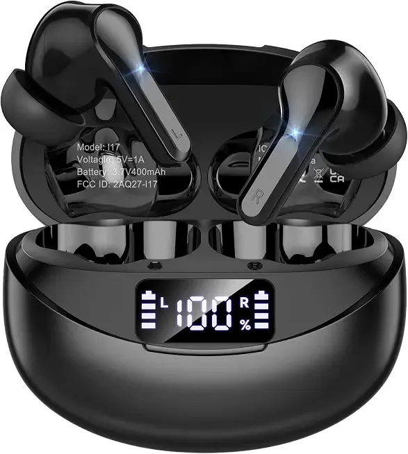 Wireless Earbuds Bluetooth 5.4 Headphones, Noise Cancelling Mic Ear Buds with 50H Playback, LED Digital Display, IPX7 Waterproof Earphones for Office/Running/Workout