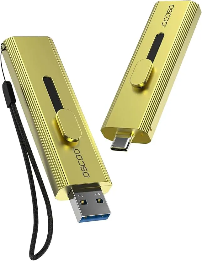 OSCOO 1TB External SSD Hard Drive, Up to 1100MB/s USB 3.2 Gen 2 Dual-Drive Type-C + A, Portable Thumb SSD-Stick, 2-in-1 Flash Drive for iPhone 15/16/17, Android, Mac, Laptop, Gaming