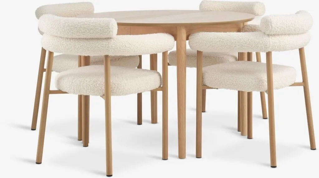 MARSTRAND Tavolo Ø110cm rovere naturale + 4 BREUM col.avorio