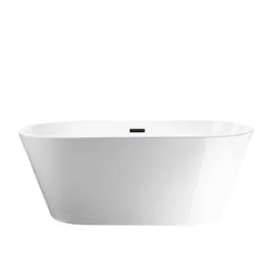 Vanity Art Vanity Art 5ft. Freestanding Oval Soaker Bathtub with Centre Drain in White/Matte Black