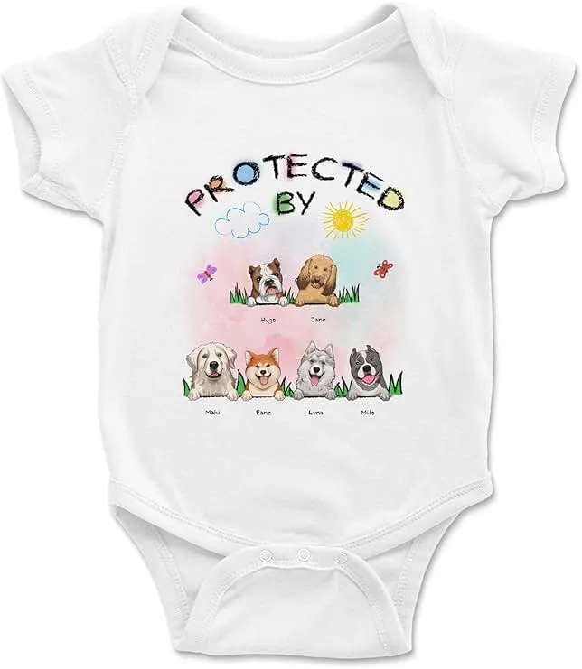 Gossby Custom Onesie Bodysuit for Baby Girl Boy - Personalized Gift Baby Clothes with Dog Design - 0-24 Months - 4 Colors