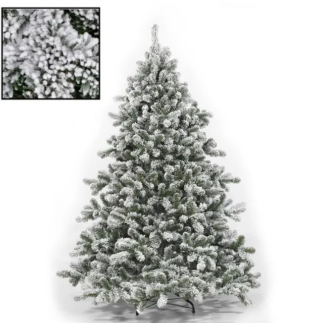 Árbol de Navidad Nevado 210 cm Tirolés, Artificial, Apertura Tipo Paraguas, Frondoso