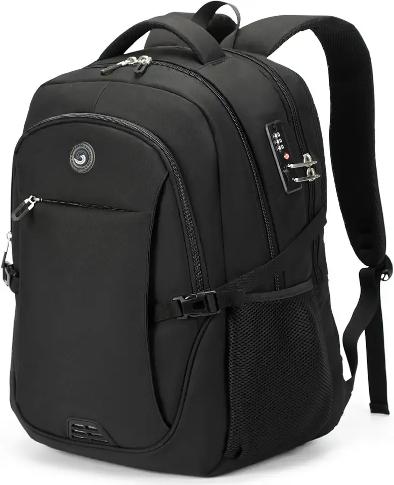 Anti Theft Laptop Backpack Travel Backpacks with Combination Lock for Women Men College Backpack Computer Bag Fits 17 Inch Laptop,Black