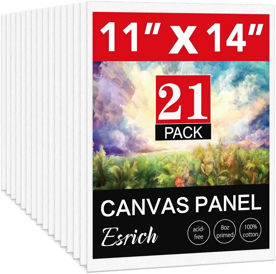Canvases for Painting 11x14 Inch, 21 Pack Blank Painting Canvas Boards for Painting Supplies-Cotton Canvas Panels Acid-Free Primed for Oil Paint,Watercolor, Acrylic Paint, Gouache and Tempera.