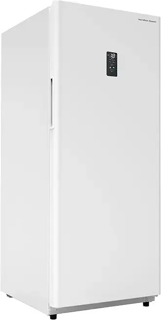 Hamilton Beach 17 cu ft Upright CONVERTIBLE Fridge/Freezer-Frost Free-Reversible Door-Removable Glass Shelves-LED Interior Light- Electronic Temperature Control, Energy Efficient, White, 17 cu. ft.