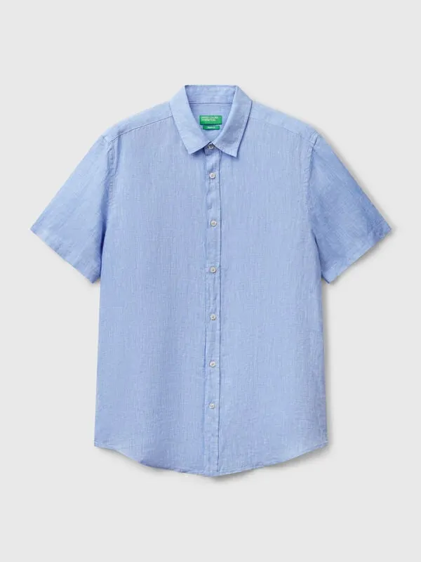 Short sleeve shirt in pure linen