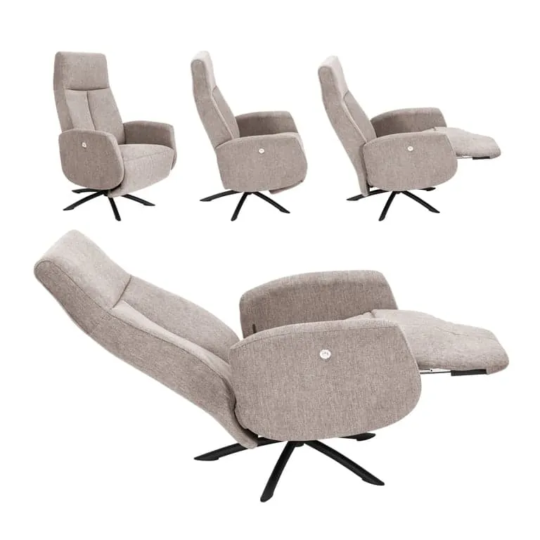 Jesper recliner manuell, tubesokkel svart, Brego light brown