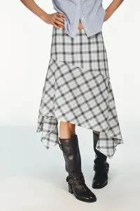 ASYMMETRIC CHECK SKIRT