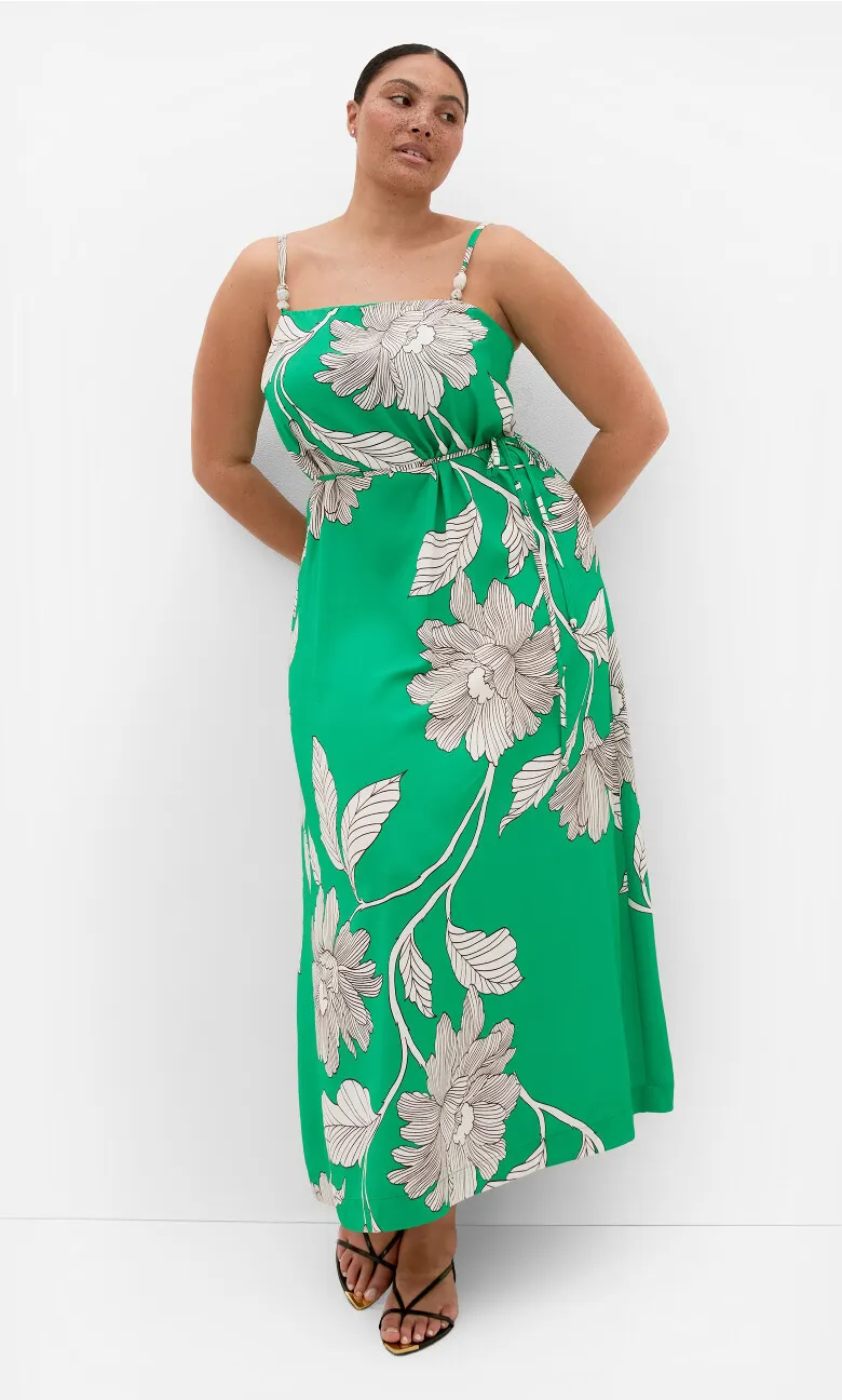 Millie Print Maxi Dress - greenstone