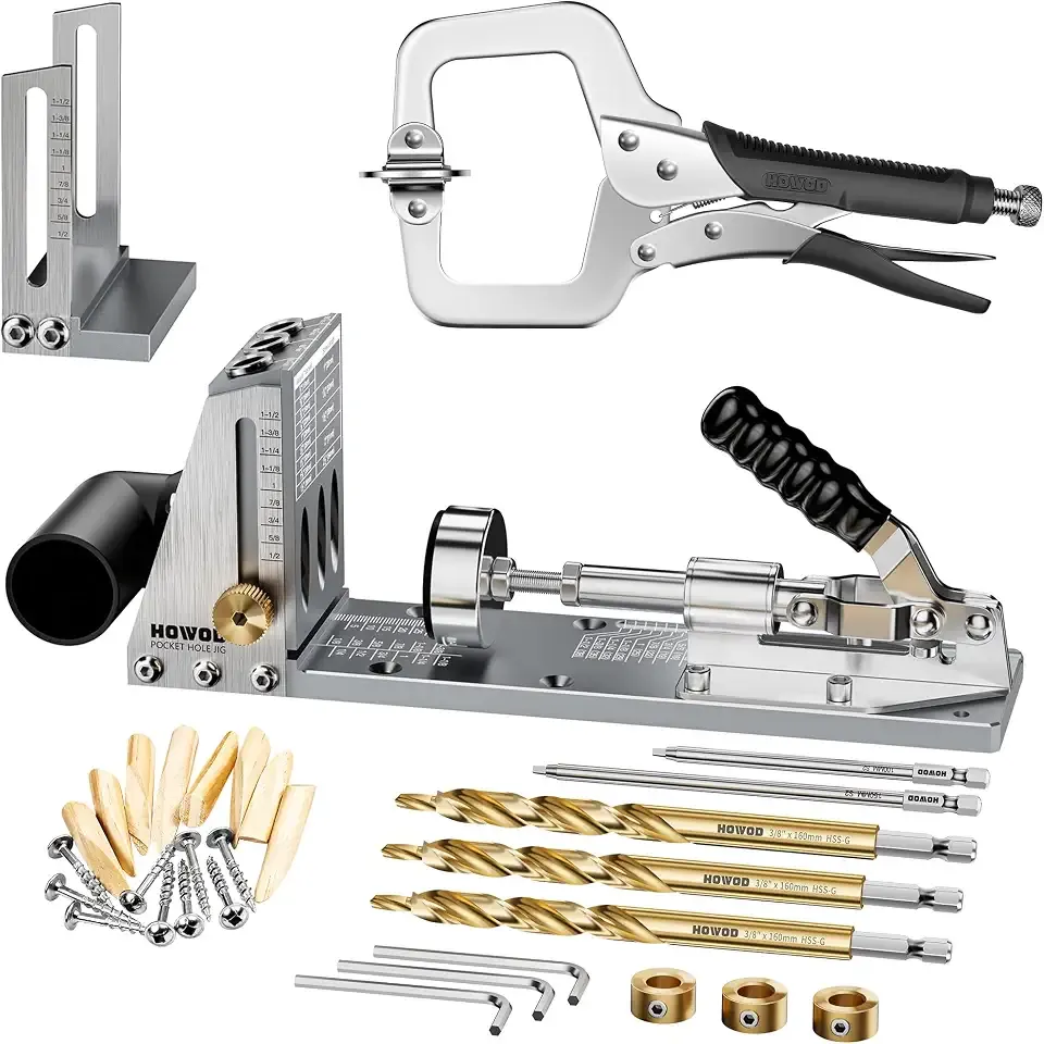 Pocket Hole Jig Kit, Professional Metal Pocket Screw Jig System