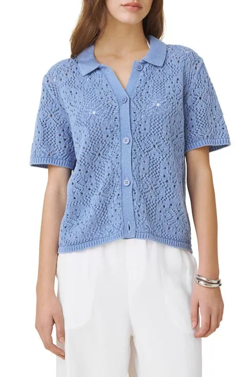 Beckham Crochet Button-Up Cotton Blend Polo