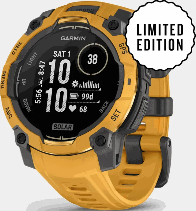 Instinct 3, 45mm, Solar, Sunburst with Gray Accents, multisportklokke, smartklokke - Grå