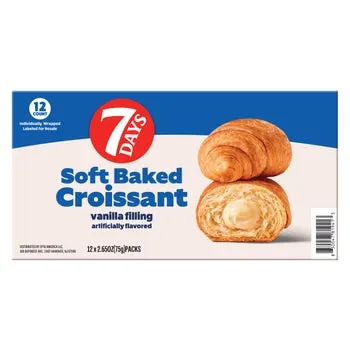 7Days Soft Baked Croissant, Vanilla Filling, 2.65 oz, 12-count