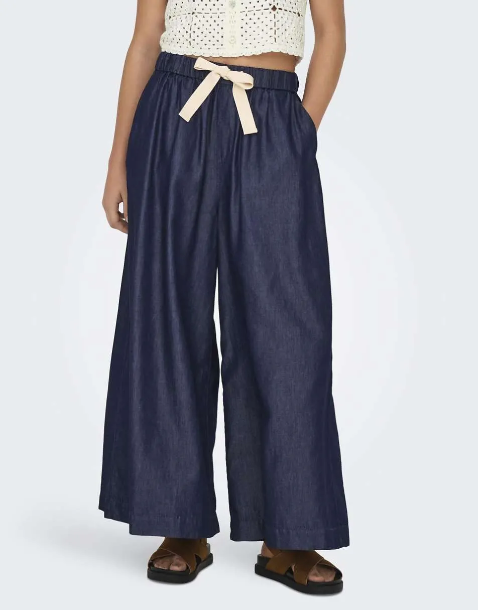 ONLY Wide-fit jeans in dark blue denim