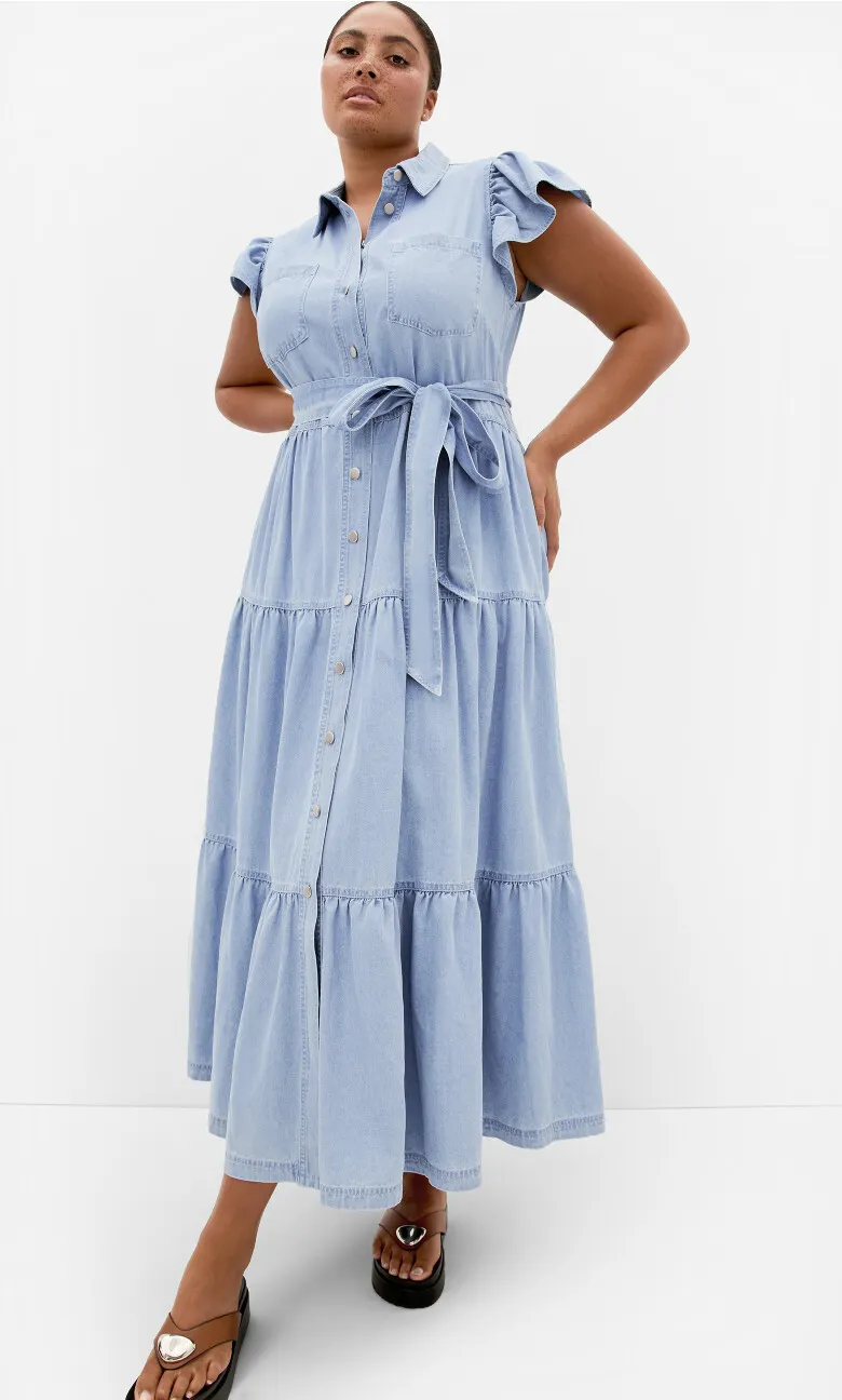 Kelise Denim Maxi Dress - light wash