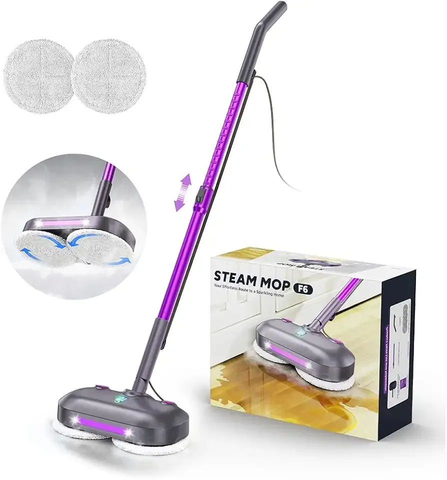 Scrubbing Steam Mop with Rotating Pads for Floor Cleaning,Steam Cleaner F6 (Grape)
