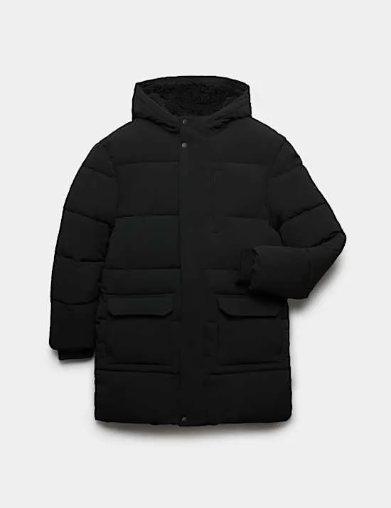 Lang geschnittener, wattierter Stormwear-Mantel mit Kapuze