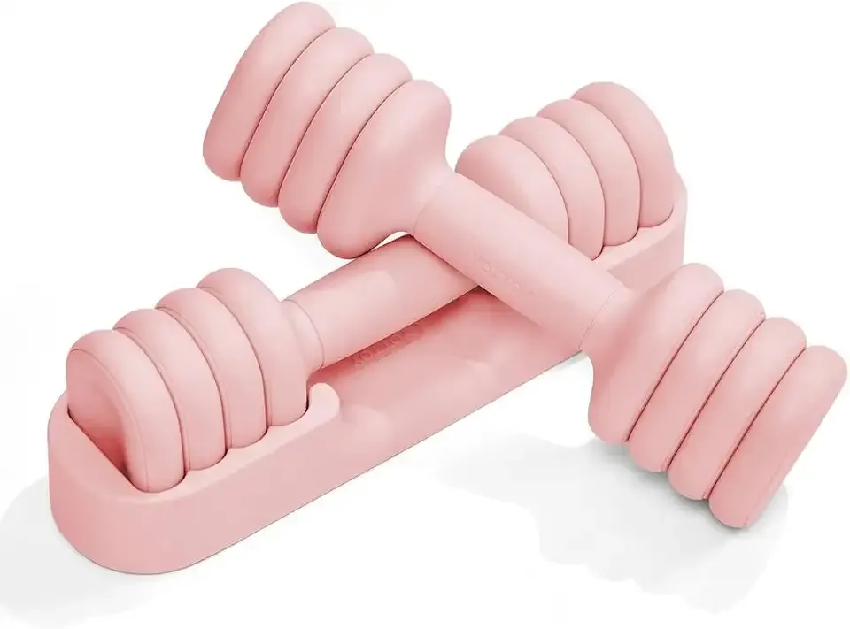 YOTTOY Adjustable Dumbbell Set of 2, 4-in-1 Hand Weights for Women at Home, Compact Free Weights Dumbbells Set with Soft Grip and Base, 2-5 lbs Each for Home Gym