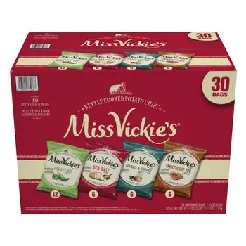 Miss Vickie’s Kettle Cooked Potato Chips, 1.38 oz, Variety Pack, 30-count