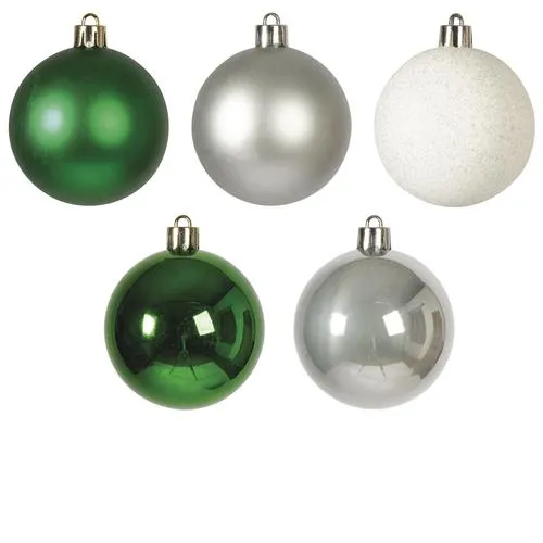 Enchanted Forest® Green & Silver Shatterproof Ornaments - 50 Pack
