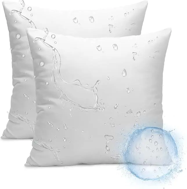 Ashler Outdoor Pillow Inserts, 18x18 Waterproof Throw Pillows Pack of 2, Outdoor Pillows Water-Resistant Decorative Premium Square Pillow Stuffer Sham for Porch Patio Living Room Bedroom Furniture