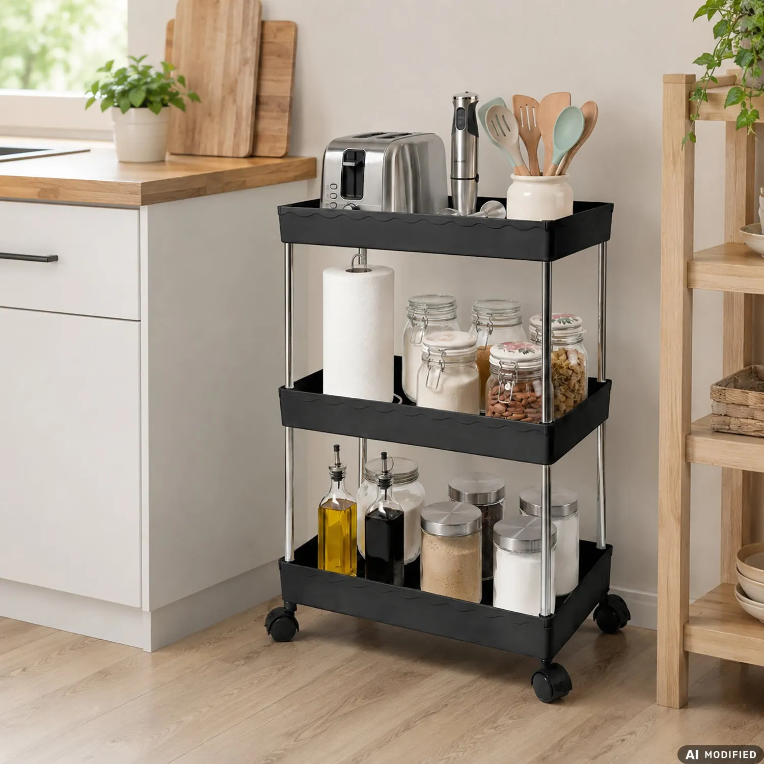 Carrello Multiuso Jeanette Big 3 Ripiani con Ruote