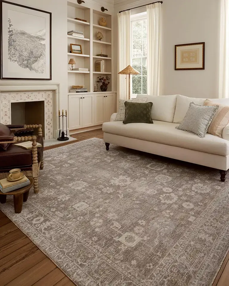 Loloi Chris Loves Julia Louisa Collection LOI-03 Taupe/Ivory 7'-10" x 10', .38" Pile Height, Area Rug