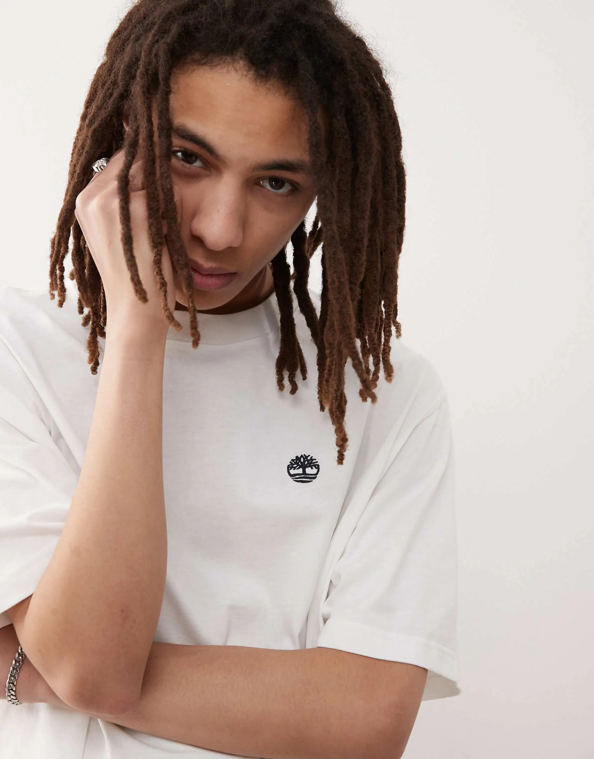 Timberland Dunstan River small logo oversized t-shirt in white