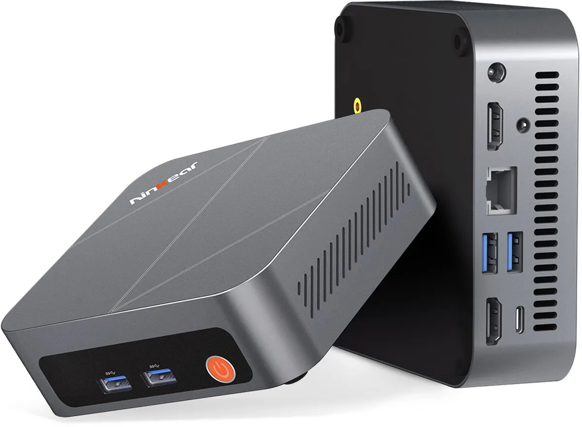 Ninkear M7 Mini PC – AMD Ryzen 5 7430U (Ryzen 5) – 16GB DDR4 – 512GB M.2 SSD – Windows 11 Pro – WiFi 6 – BT 5.2 – Dual HDMI 2.0 – Zilverkleurig, volledig metalen behuizing