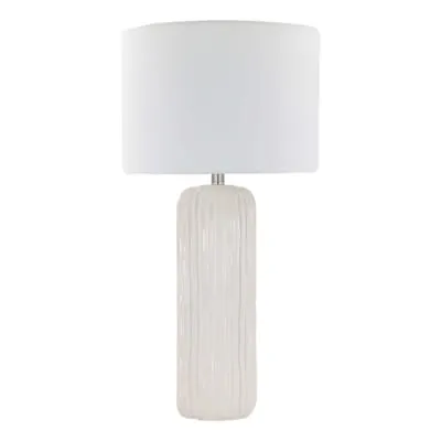 Kem 25-in Rustic White Rotary socket Table Lamp with Linen Shade