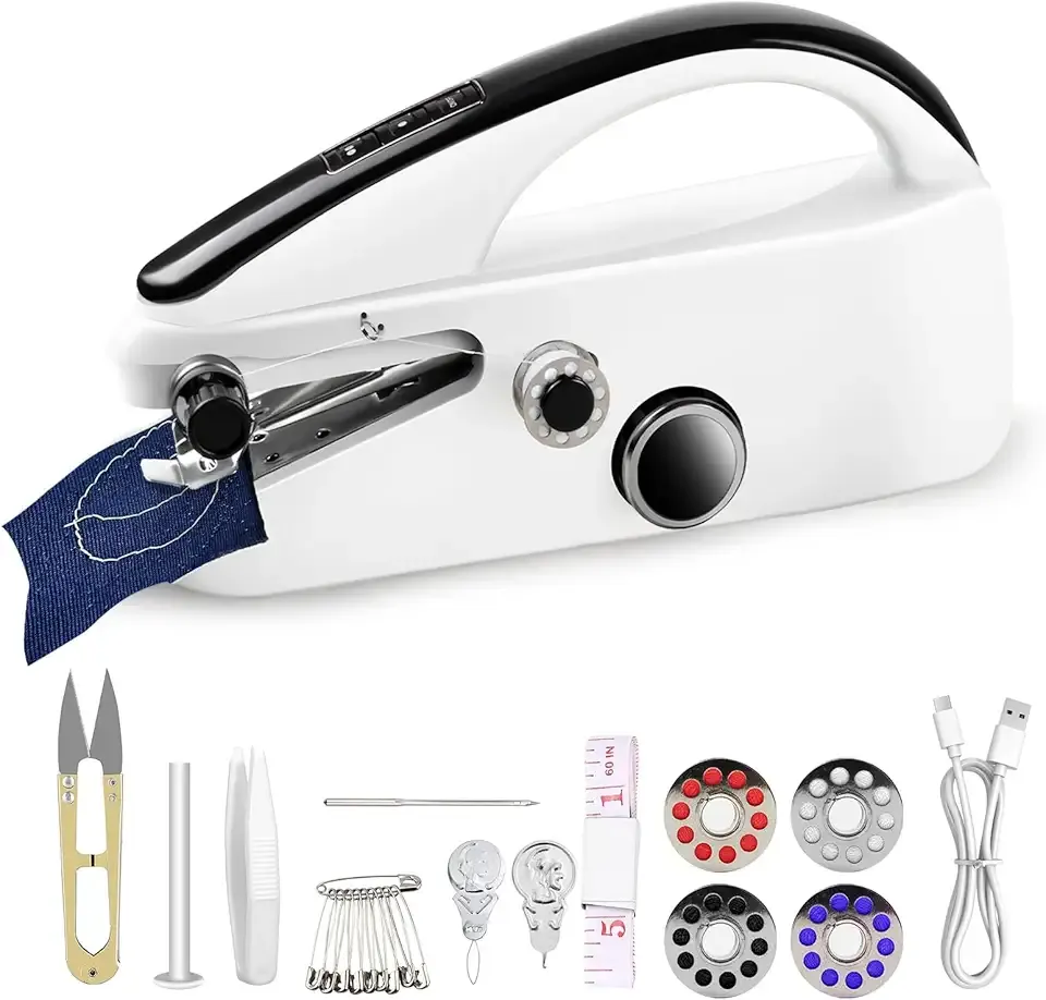 Handheld Sewing Machine, Easy to Use Portable Electric Mini Sewing Machines for Beginners with Two Speeds, with Complete Accessories Kit, Suitable for Home, Travel and DIY