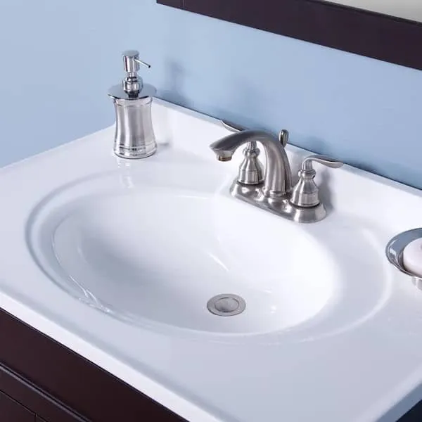Glacier Bay 31 in.​ W x 22 in.​ D Cultured Marble White Round Single Sink Vanity Top in White