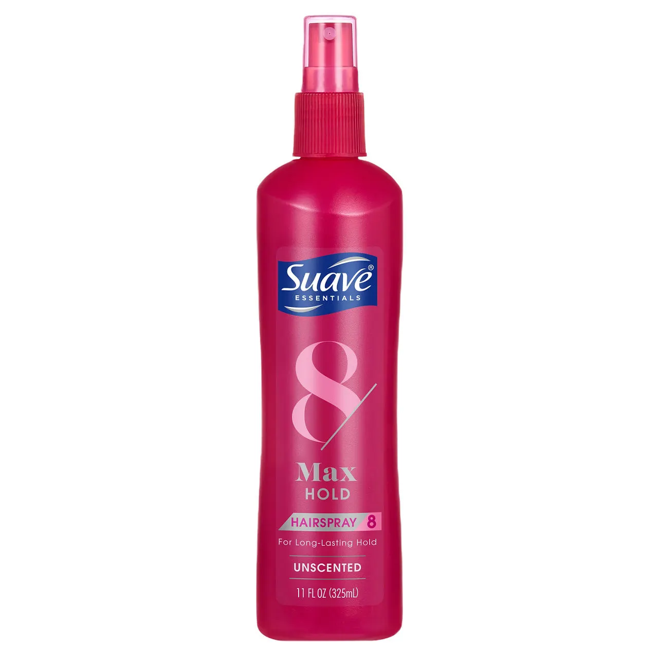Suave Max Hold 8 Non Aerosol Unscented Hairspray For Women and Men, Firm Hold, 11 FL OZ