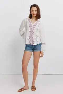 Blusa manga larga cenefa