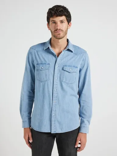 Just Jeans Long Sleeve Denim Western Shirt