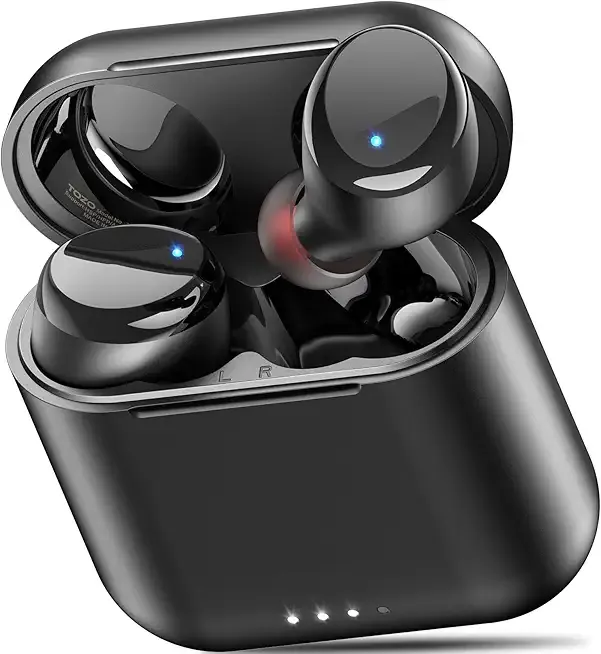 TOZO T6 Wireless Earbuds Bluetooth 5.3 Stereo Sound in Ear Headphones | OrigX Stereo Deep Bass, 50H Playtime, Lighter Ear buds, IPX8 Waterproof, wireless Charging Case, 32 EQs via APP Dark Black