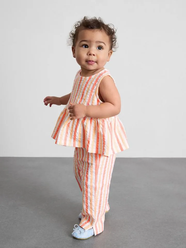 0–36 mois | Ensemble haut et pantalon rayé à basques