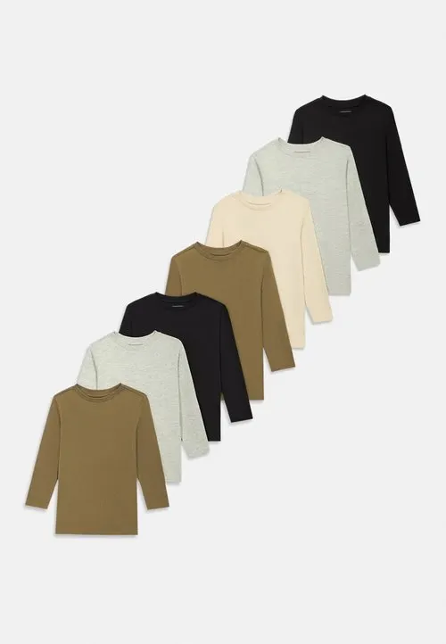 7 PACK UNISEX LONG SLEEVE TOP - Topper langermet - black/olive/mottled grey