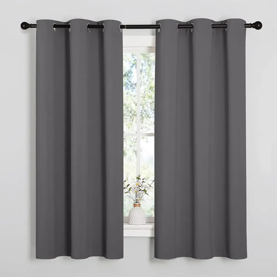 Thermal Insulated Grommet Blackout Curtains for Bedroom (2 Panels, W42 x L63 -Inch, Grey)