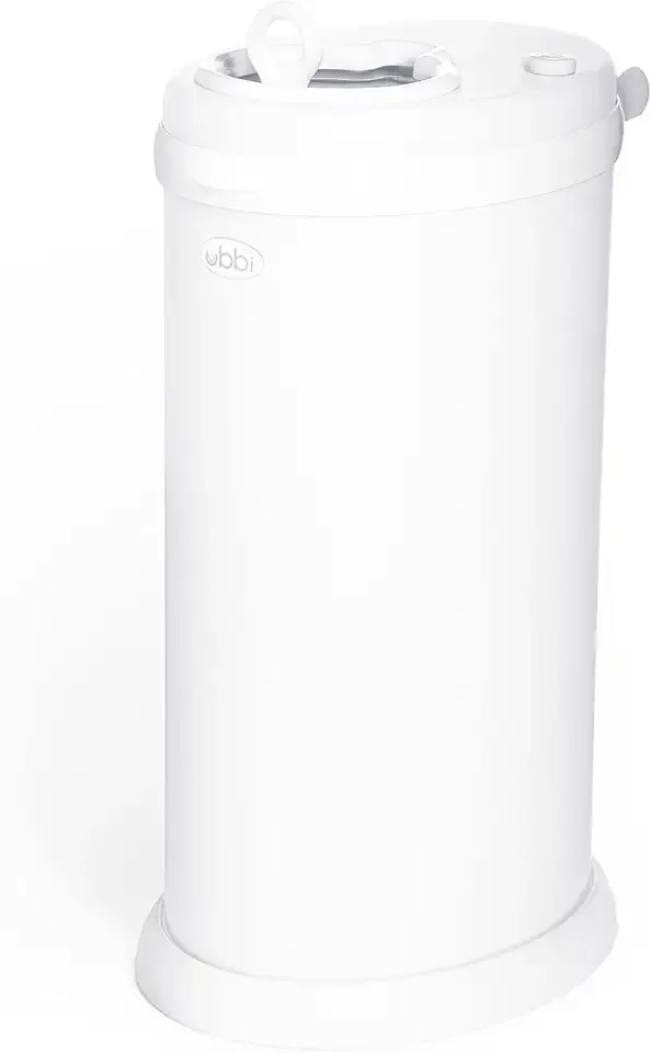 Ubbi Steel Diaper Pail, Odor Locking, No Special Bag Required, Award-Winning, Registry Must-Have, White