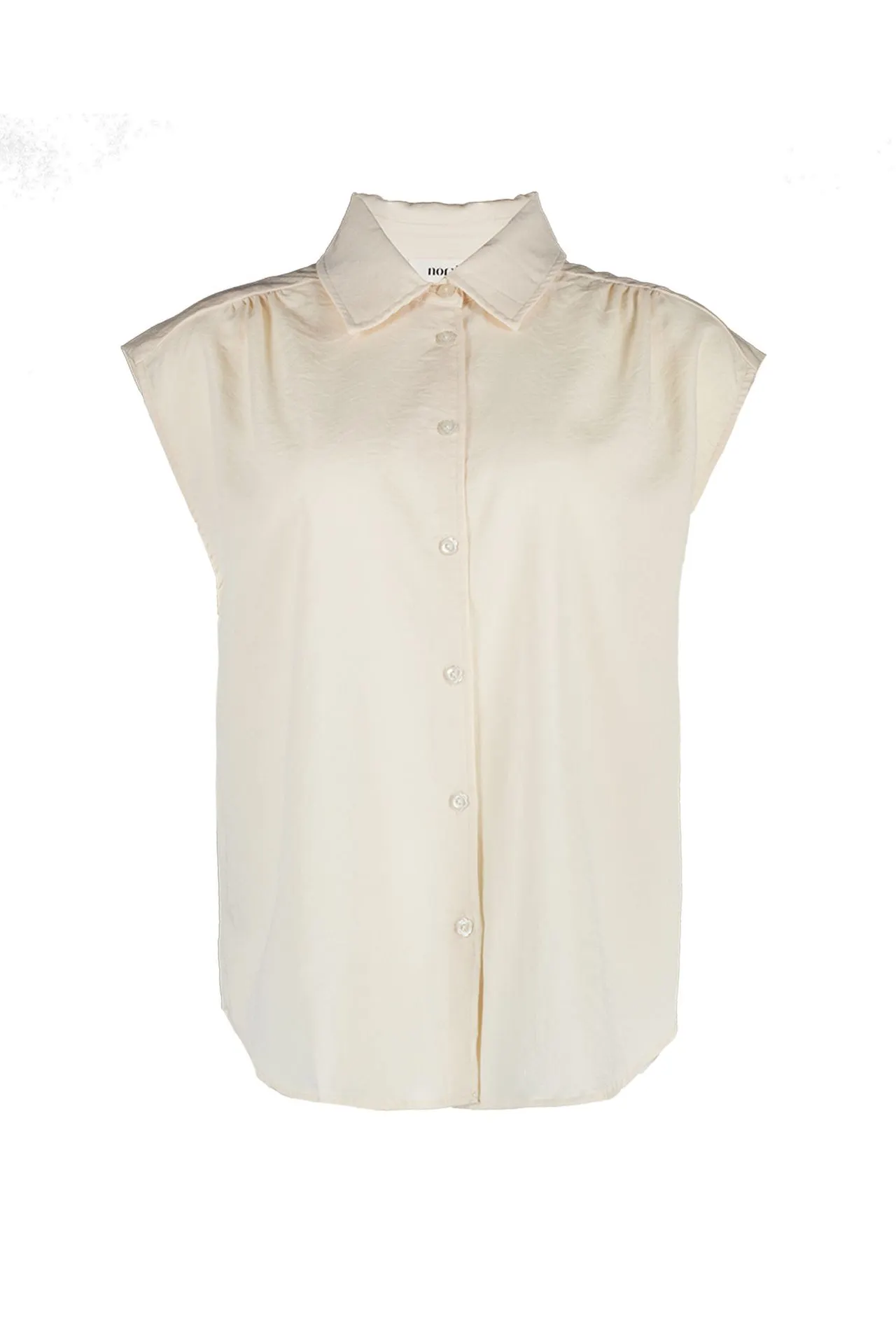 Mouwloze ecru blouse