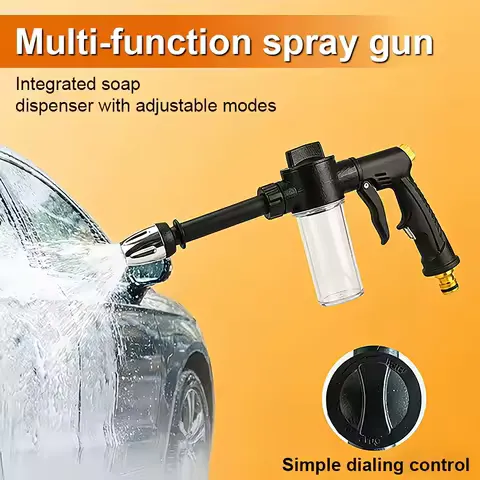 High Pressure Car Washing Spray Gun with Foam Bottle – Multi-Function Water Gun, Suitable for Pets, Motorcycles, and Gardens