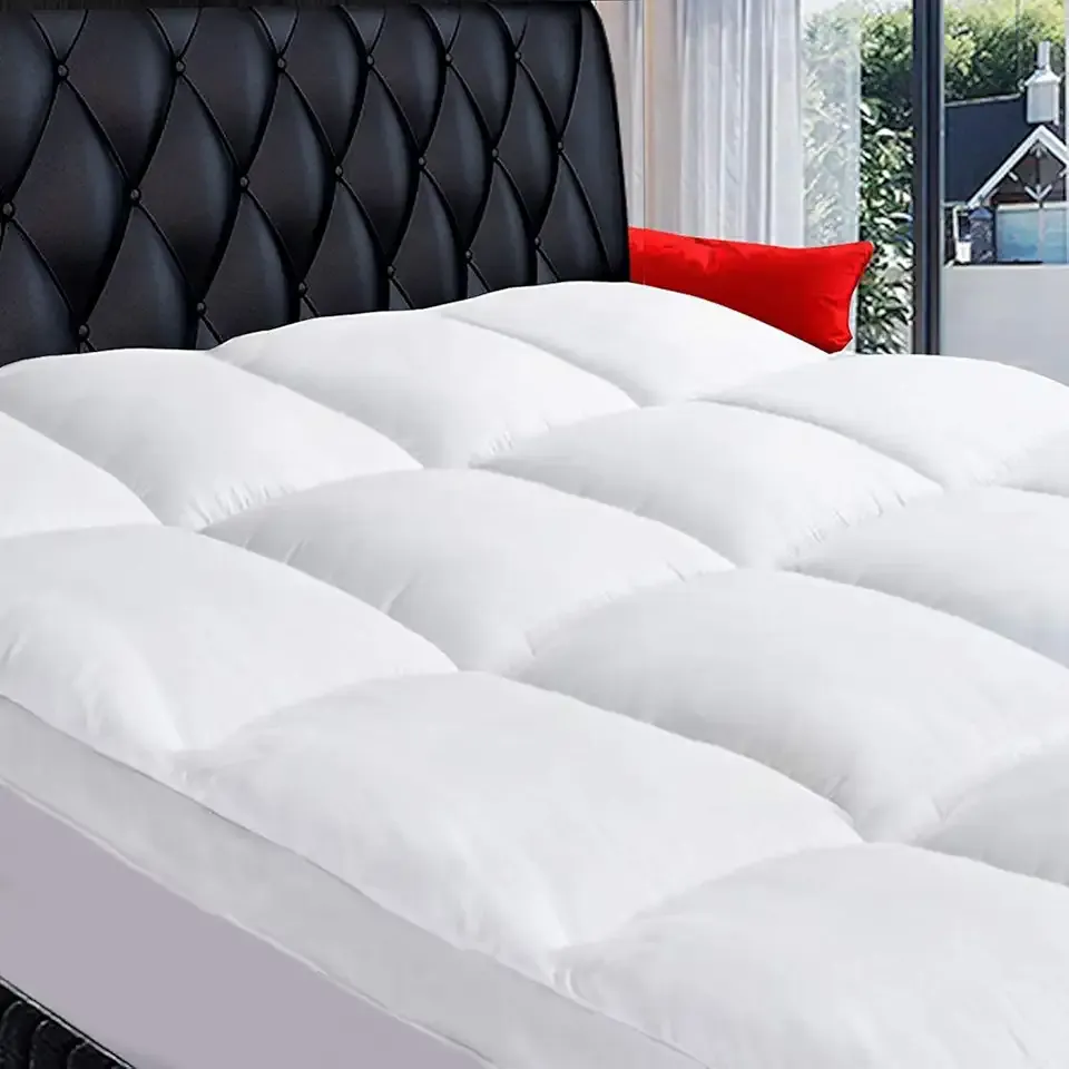 Queen Mattress Topper, Cotton Extra Thick Pillow Top Mattress Pad | 100% Cotton Top Bed Topper Protector, Cooling Mattress Cover for Back Pain, Soft Breathable for Hot Sleeper, White